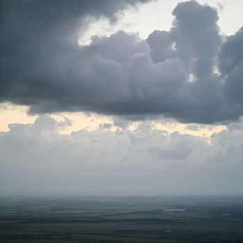 灰色,积雨云,俯视,地球,表面,晚间