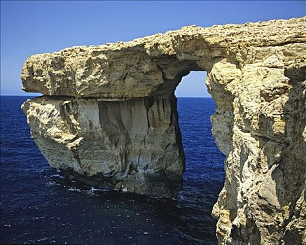 窗户,石头,西部,海岸,大门,西南海岸,湾,马耳他,地中海