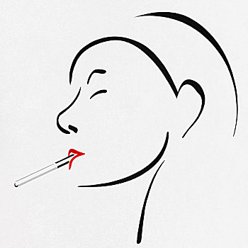 女人,享受,香烟,绘画,艺术家