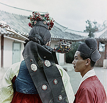 韩国人,伴侣,传统服饰,朝鲜