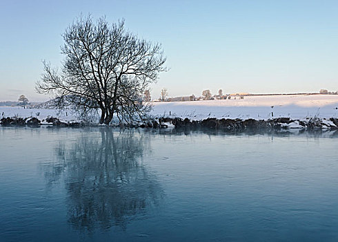 河,博伊奈,冬天,博伊奈谷,米斯郡,爱尔兰
