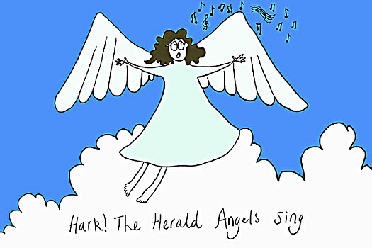 天使,唱,插画