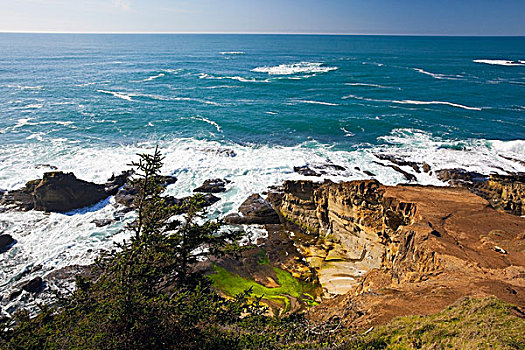 俄勒冈,美国,岩石构造,海岸,太平洋,海洋,岬角,州立公园