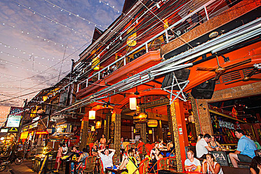 柬埔寨,收获,酒吧,街道,餐馆