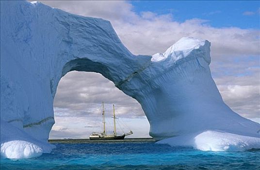 帆船,风景,冰山,海峡,南极