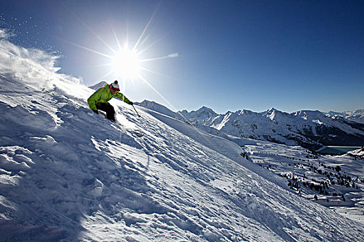 男人,滑雪,野外雪道,奥地利