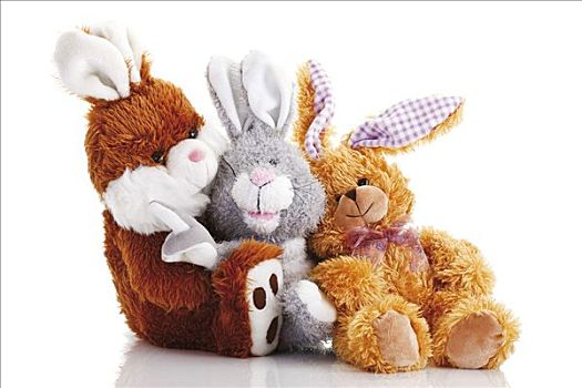 三个,复活节兔子,毛绒玩具