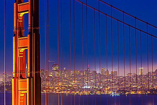 旧金山,金门大桥,日落,线缆,加利福尼亚
