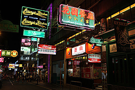 香港购物街夜景