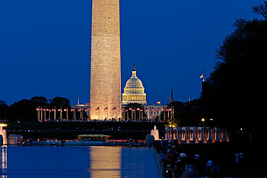 黎明,华盛顿纪念碑,二战,纪念,美国,国会大厦,华盛顿特区