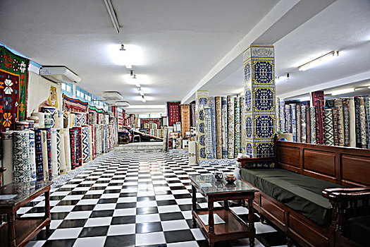 地毯,商店,布,特写,市场,突尼斯