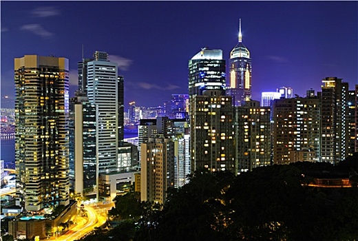 香港,市区,夜晚