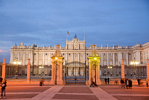 马德里皇宫,皇宫,广场,光亮,马德里,西班牙,欧洲