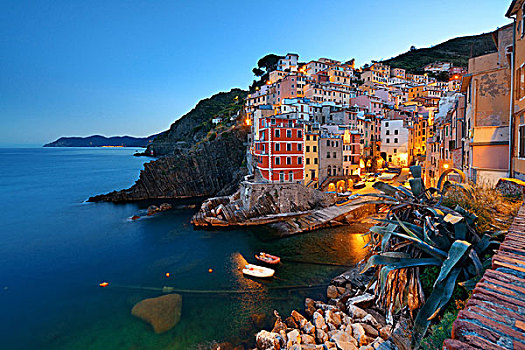 里奥马焦雷,水岸,风景,建筑,五渔村,夜晚,意大利