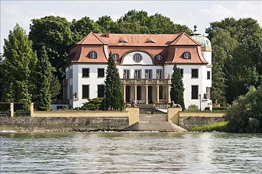 别墅,岛屿,莱茵河,黑森州,德国,欧洲