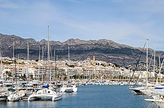 双体船,船,码头,港口,白色海岸,阿利坎特省,西班牙,欧洲