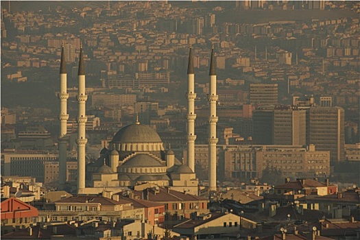 清真寺,四个,尖塔,黎明