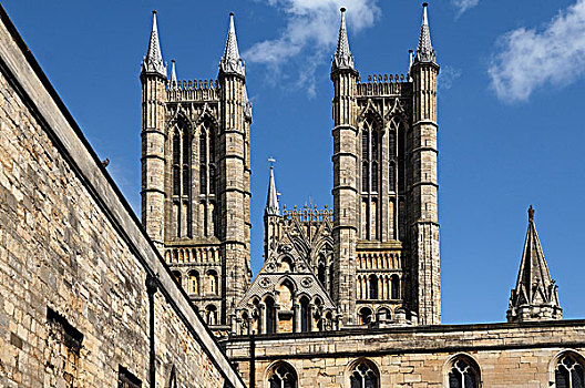 大教堂,12世纪,13世纪,世纪,院子,林肯郡,英格兰,英国,欧洲
