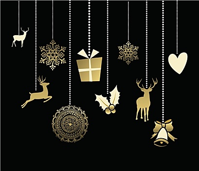 假日,圣诞装饰,可爱,鹿,金色,卡