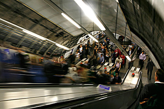 通勤,旅行,向上,扶梯,霍尔本,地铁,车站,伦敦,英国