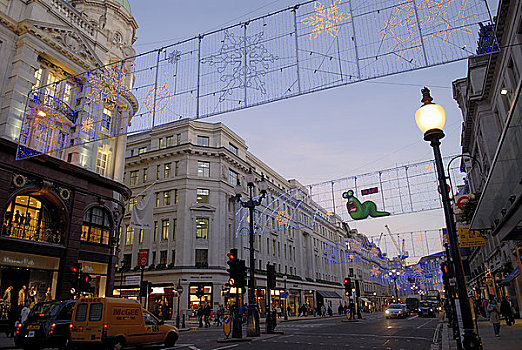 英格兰,伦敦,街道,圣诞灯光