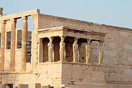 希腊艺术,伊瑞克提翁神庙,庙宇,爱奥尼克柱式,建造,门廊,女像柱,卫城,雅典,希腊