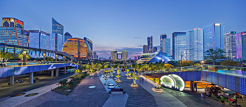 美丽的杭州钱江新城夜景