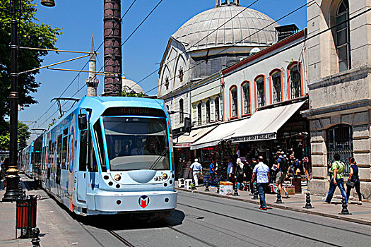 土耳其,伊斯坦布尔,市区,地区,有轨电车,街道,接待室,柱子