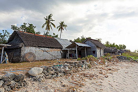印尼人,房子,小屋,海滩