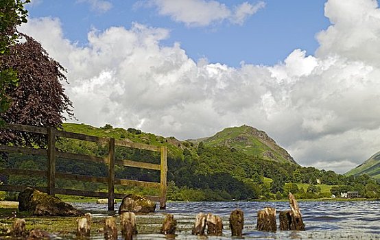 英格兰,坎布里亚,风景,舵,峭壁,落下,湖区