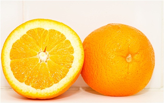 橙子,切,一半