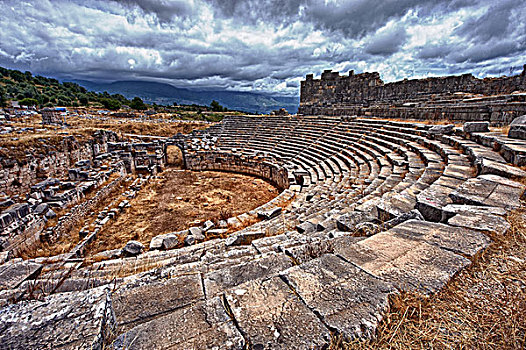 圆形剧场,古老,世界遗产,安塔利亚,省,土耳其,亚洲