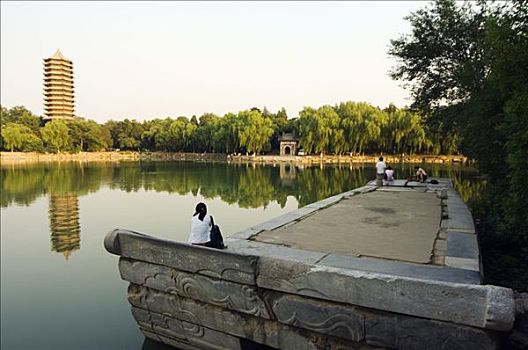 塔,地面,北京,大学,中国