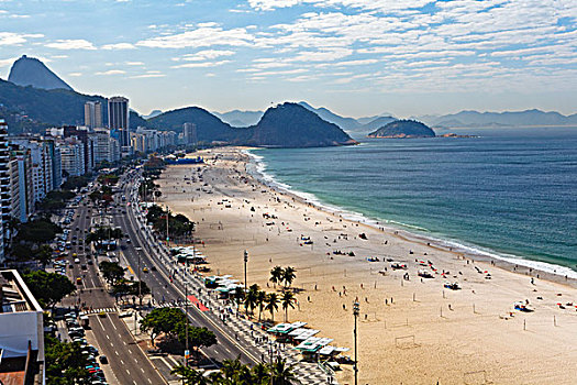 巴西,里约热内卢,科巴卡巴纳海滩,俯视图
