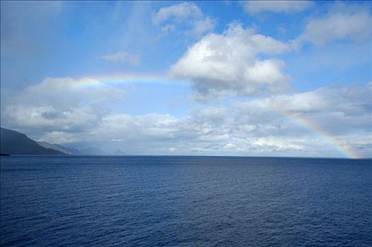 彩虹,云,上方,海洋,罗弗敦群岛,挪威
