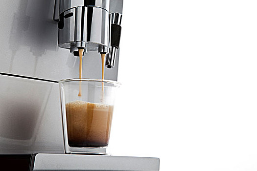 咖啡,飘动,浓缩咖啡机,玻璃杯