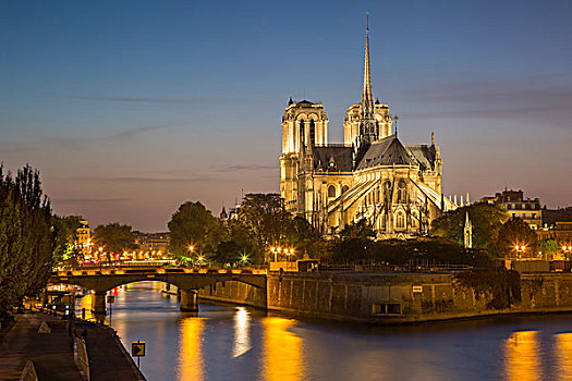 大教堂,银行,塞纳河,巴黎,法国