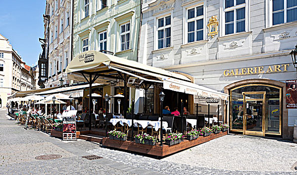 餐馆,老,城镇,背影,教堂,我们,女士,布拉格,捷克共和国,欧洲