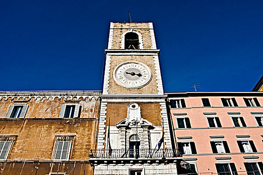 钟表,塔,广场,父亲,安科纳,马希地区,意大利,欧洲