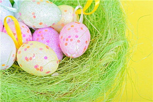 复活节彩蛋,绿色,鸟窝