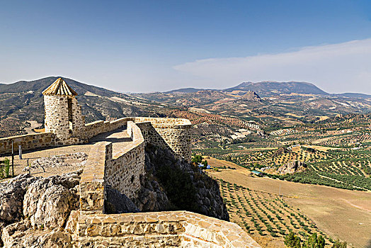 风景,摩尔风格,城堡,山,橄榄树,白色,乡村,奥维拉,省,安达卢西亚,西班牙,欧洲