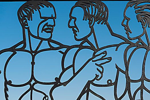 锻铁,大门,裸露,男人,古斯塔夫-维格朗,雕塑,公园,奥斯陆,挪威,欧洲