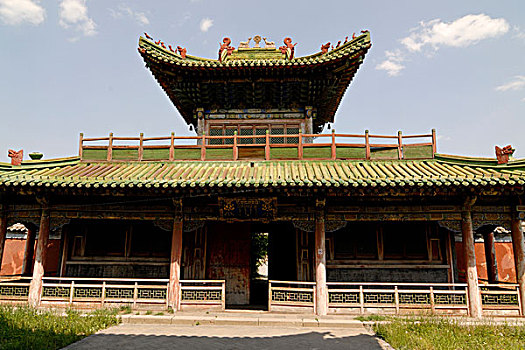屋顶,佛教,庙宇,冬天,宫殿,乌兰巴托,蒙古,亚洲