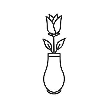 玫瑰花,花瓶,花,直线,象征,盛开,植物,线条,插画,装饰,轮廓,矢量,隔绝