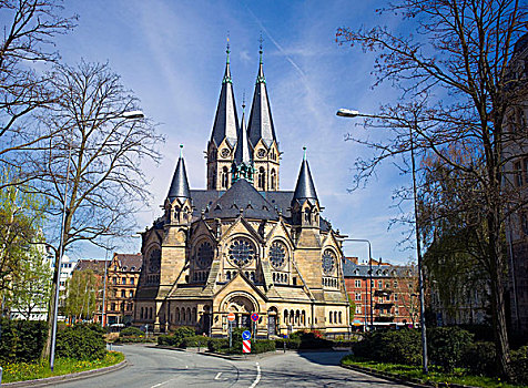 教堂,威斯巴登,黑森州,德国,欧洲