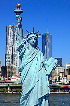 美国纽约及曼哈顿岛自由女神像