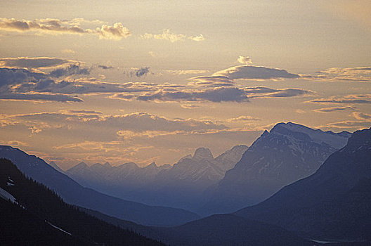 落日余晖,顶峰,班夫国家公园,加拿大,艾伯塔省
