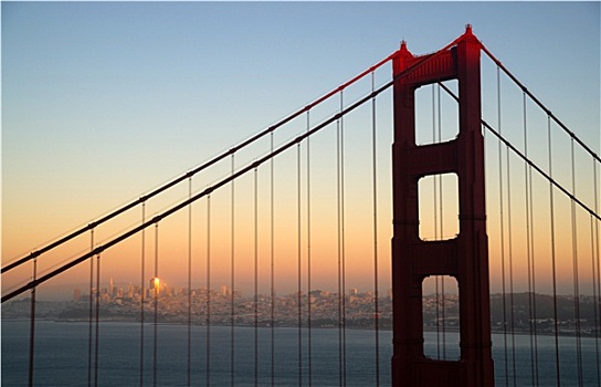 日落,旧金山,金门大桥,太平洋,西海岸