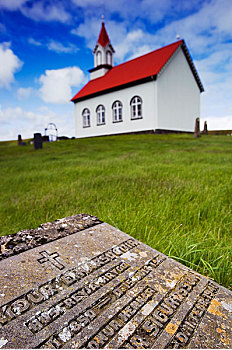 墓碑,乡村,教堂,冰岛