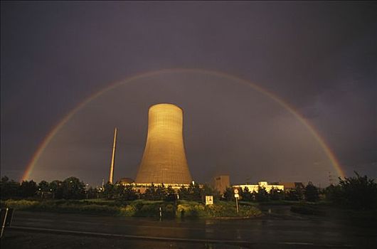 彩虹,高处,冷却塔,核能,反应堆,莱茵兰普法尔茨州,德国